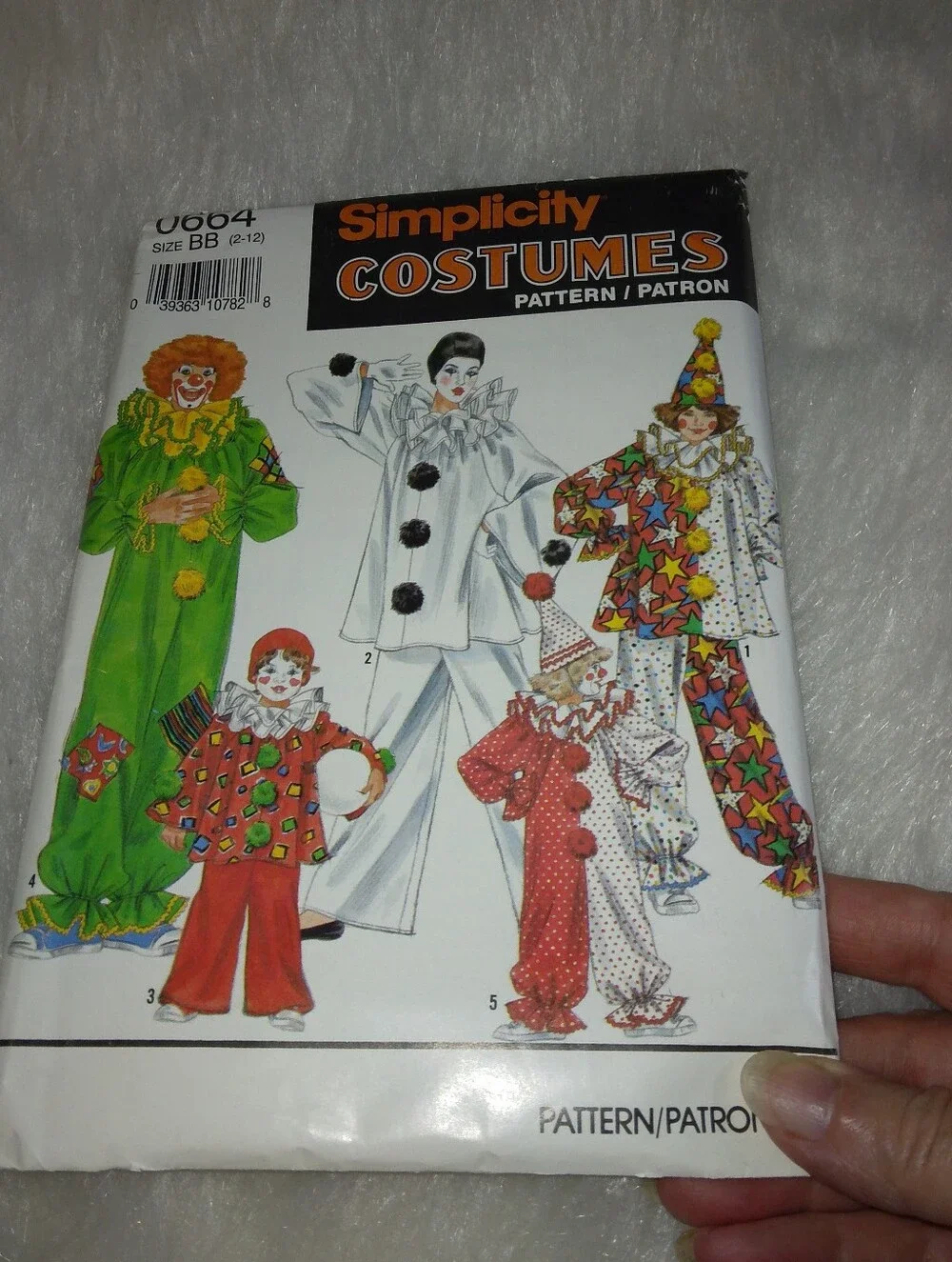 SIMPLICITY 0664 CHILD Size 2-12 Clown And Mime Costumes Including Ruffle And Hat